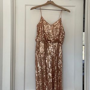 BHLDN Anthropologie rose gold sequin evening gown New Year’s Dress